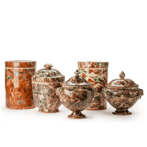 Marble - Vaso cilindrico con coperchio effetto marmo scuro